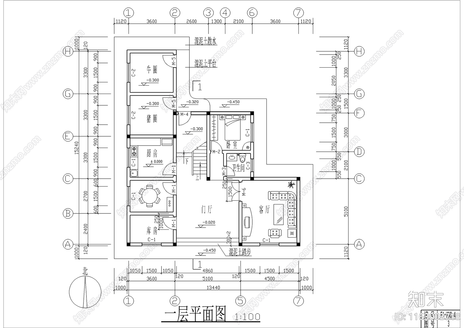 别墅建筑cad施工图下载【ID:1163003718】