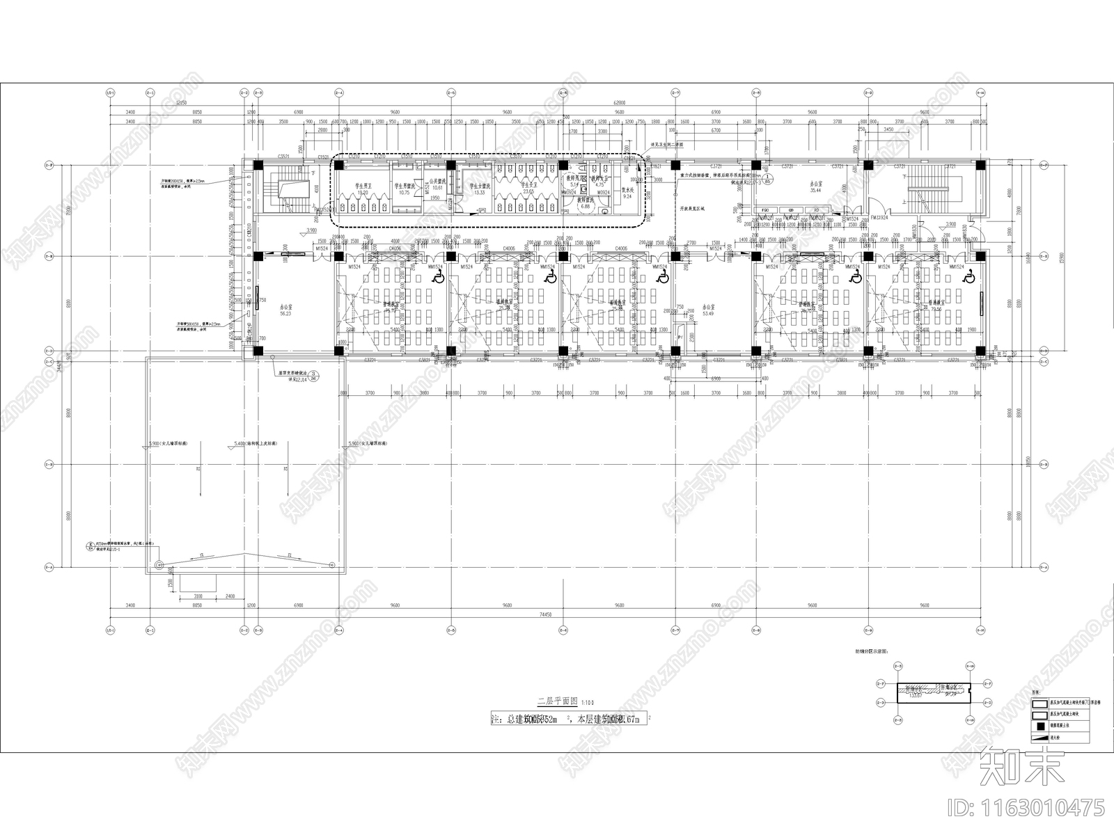 现代学校建筑cad施工图下载【ID:1163010475】
