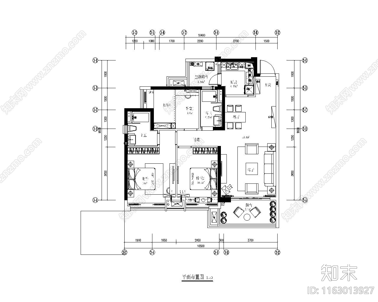 现代整体家装空间cad施工图下载【ID:1163013927】