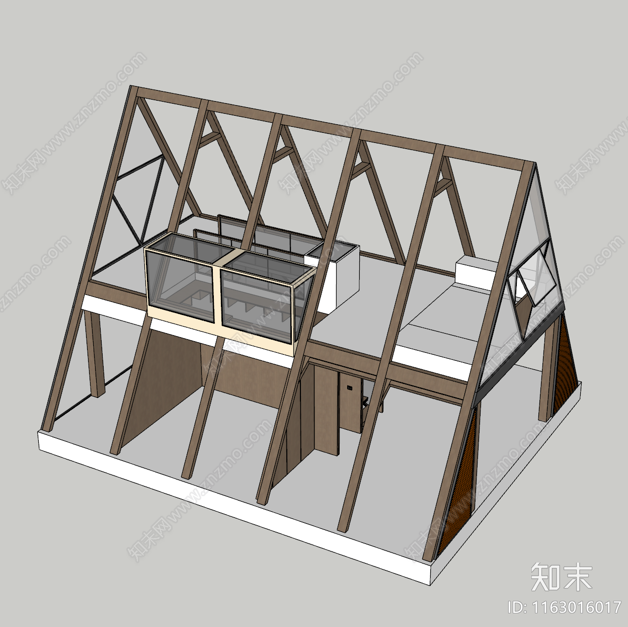 现代原木木屋SU模型下载【ID:1163016017】