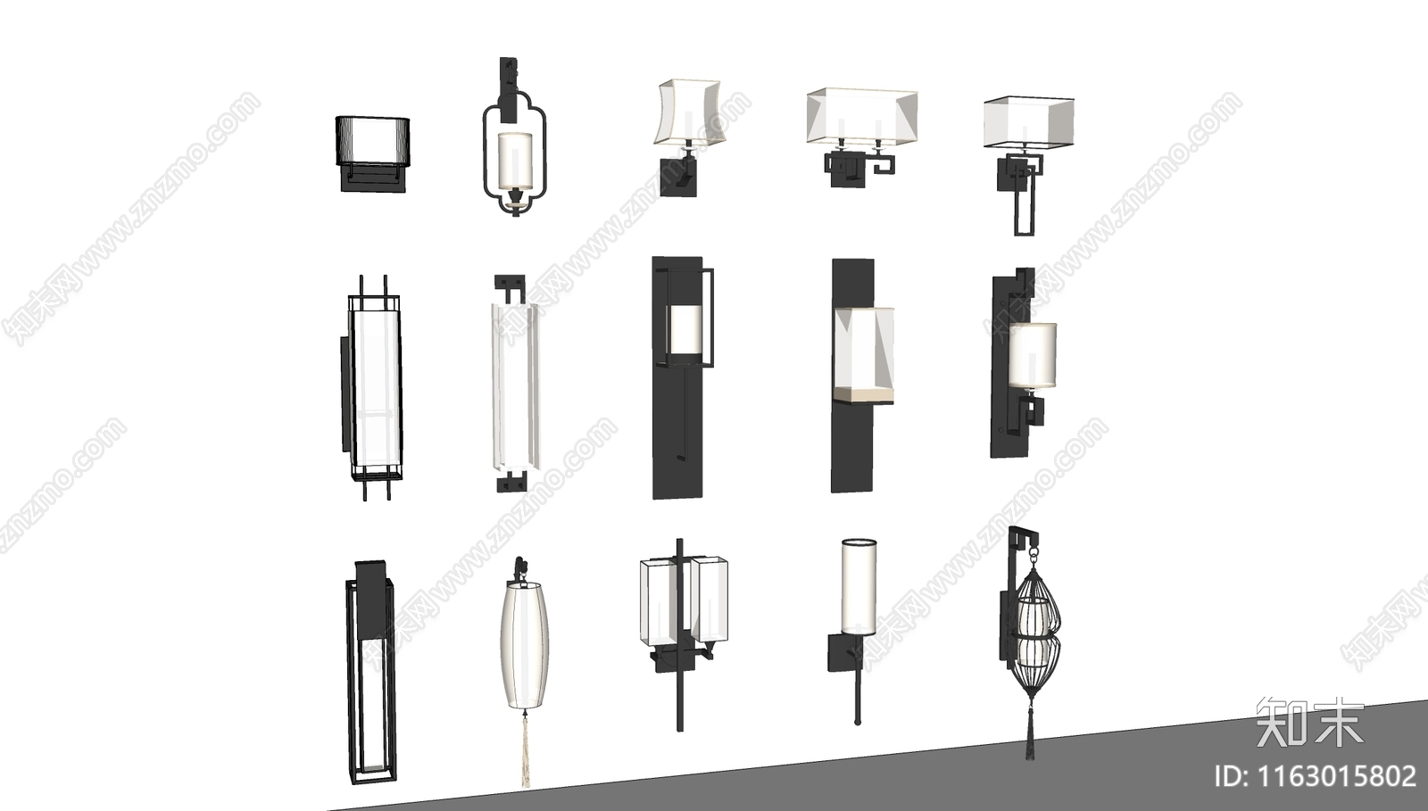 新中式现代壁灯SU模型下载【ID:1163015802】