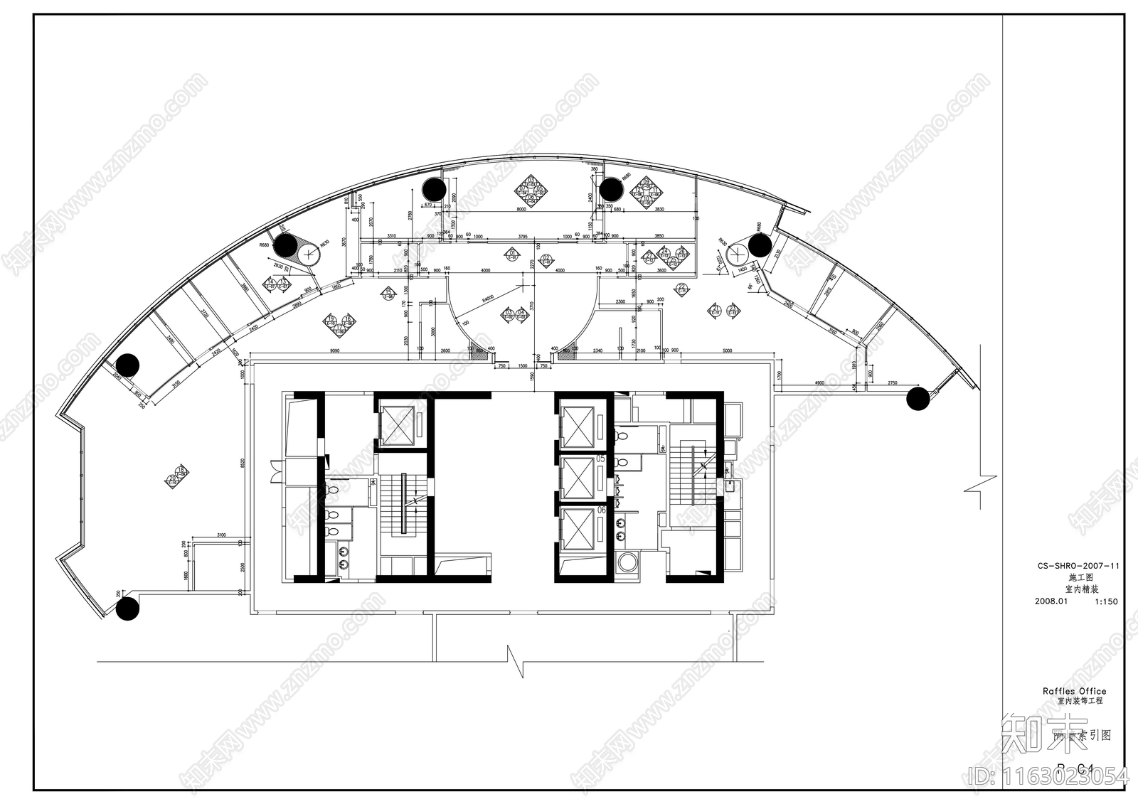 现代整体办公空间cad施工图下载【ID:1163023054】