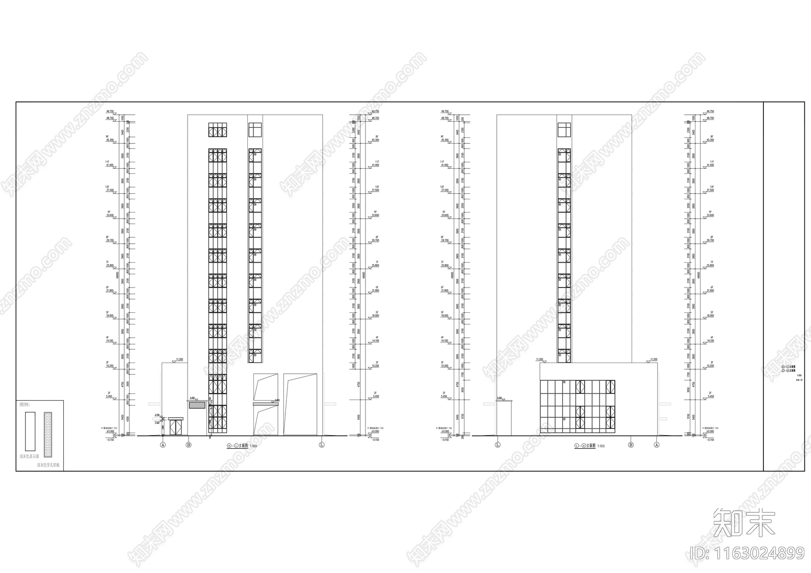 现代办公楼建筑cad施工图下载【ID:1163024899】