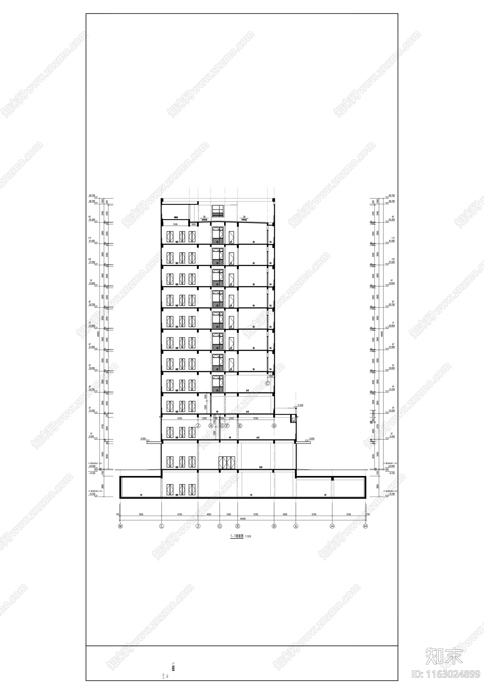 现代办公楼建筑cad施工图下载【ID:1163024899】