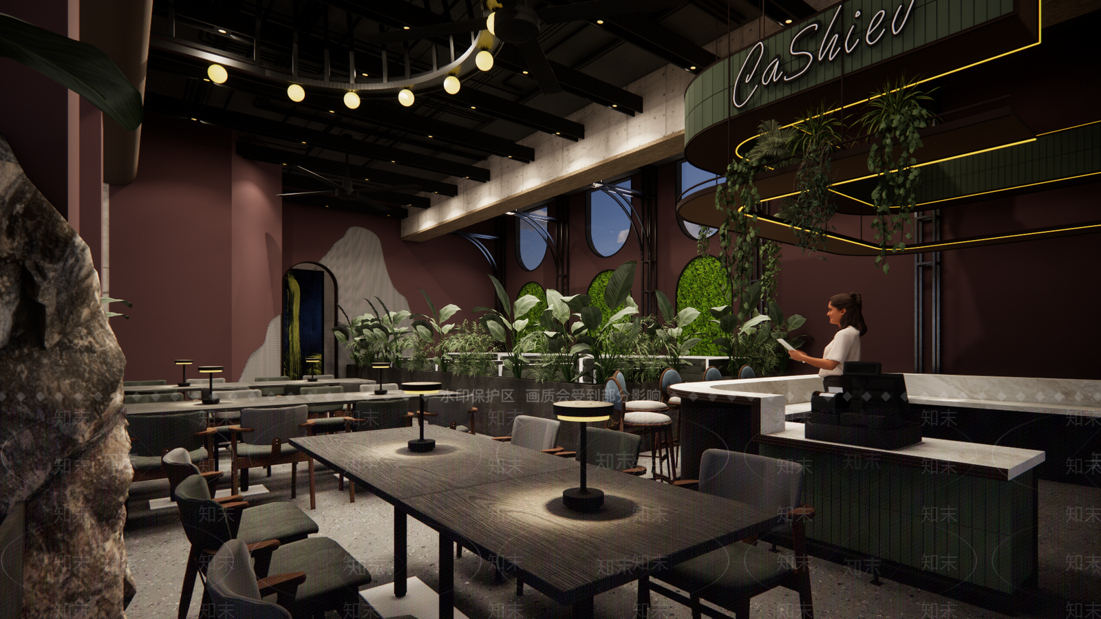 法式美式西餐厅SU模型下载【ID:1163025541】