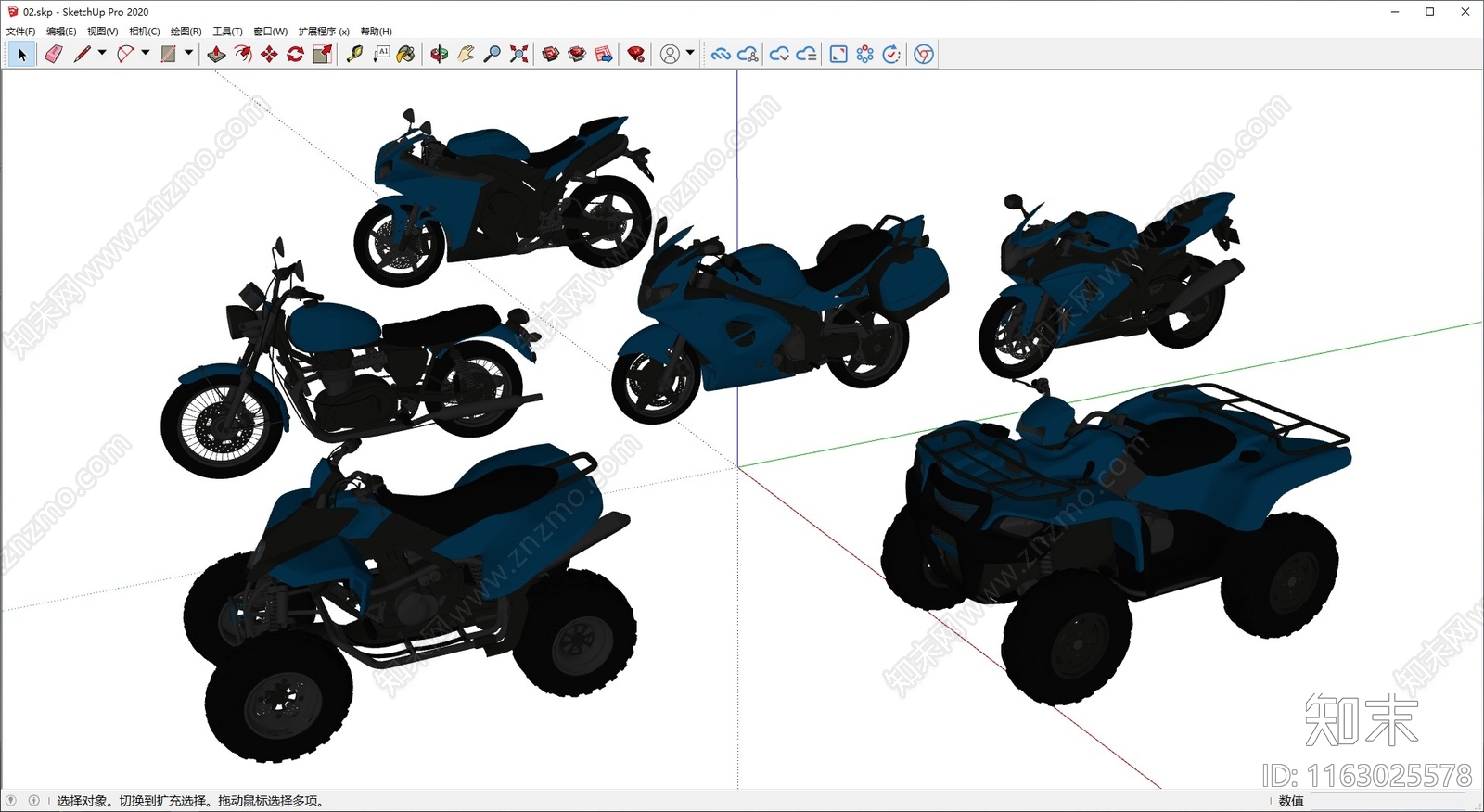 摩托车SU模型下载【ID:1163025578】