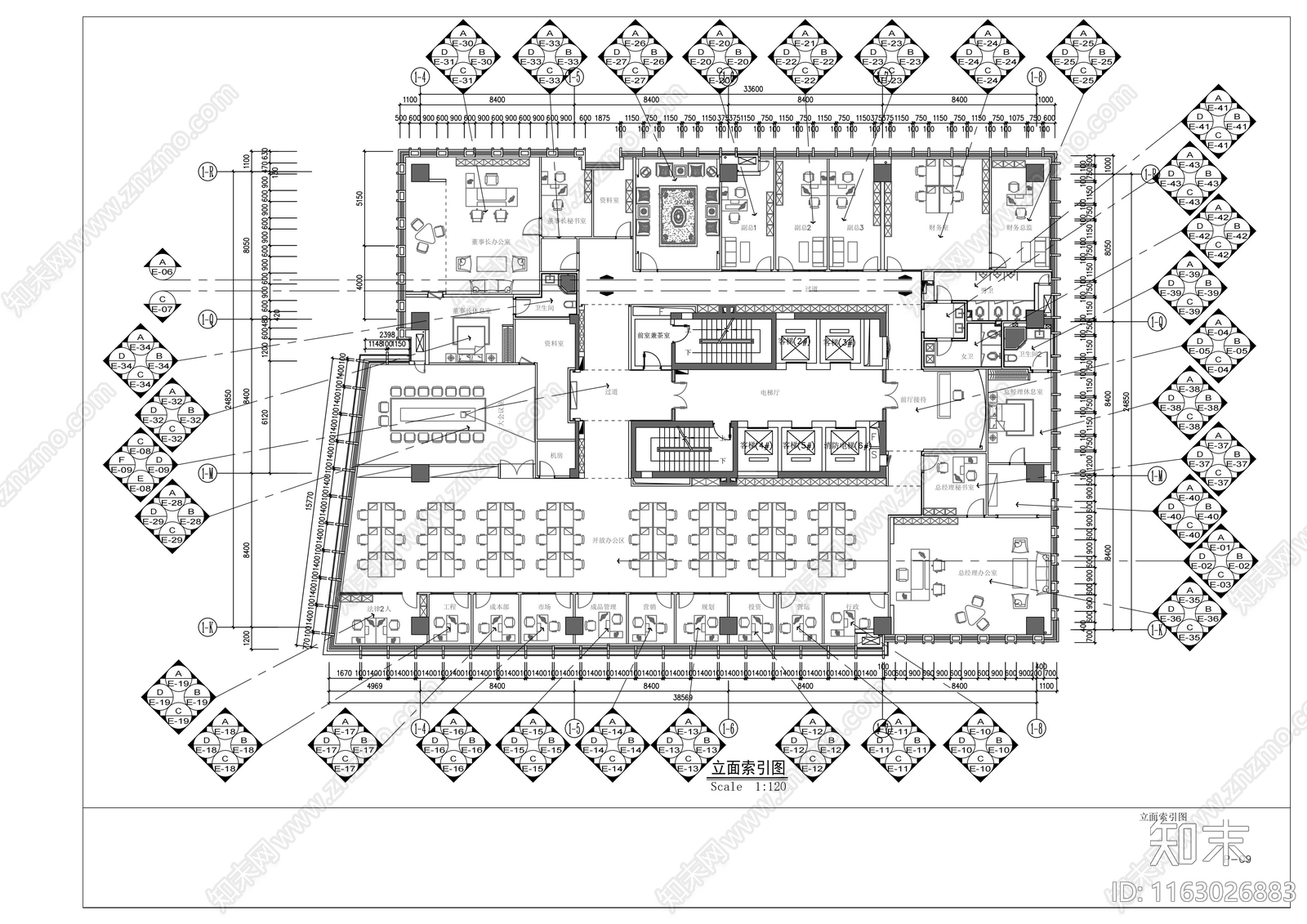 现代整体办公空间cad施工图下载【ID:1163026883】