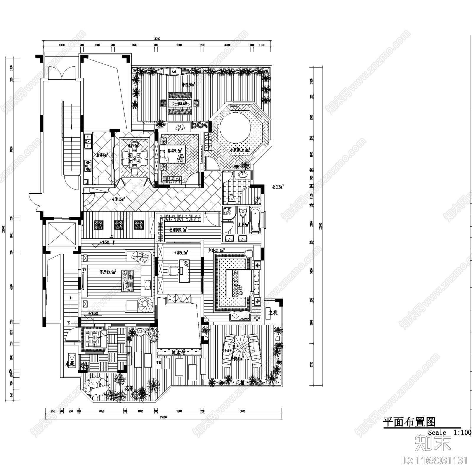 东南亚风金众葛兰溪谷大平层室内家装cad施工图下载【ID:1163031131】