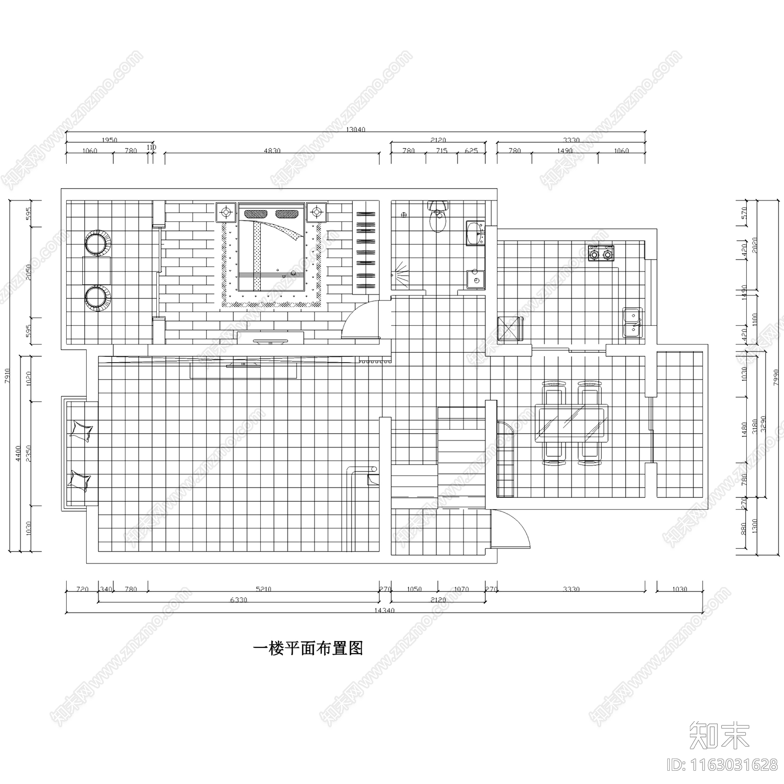 现代简约二层复式跃层室内家装cad施工图下载【ID:1163031628】