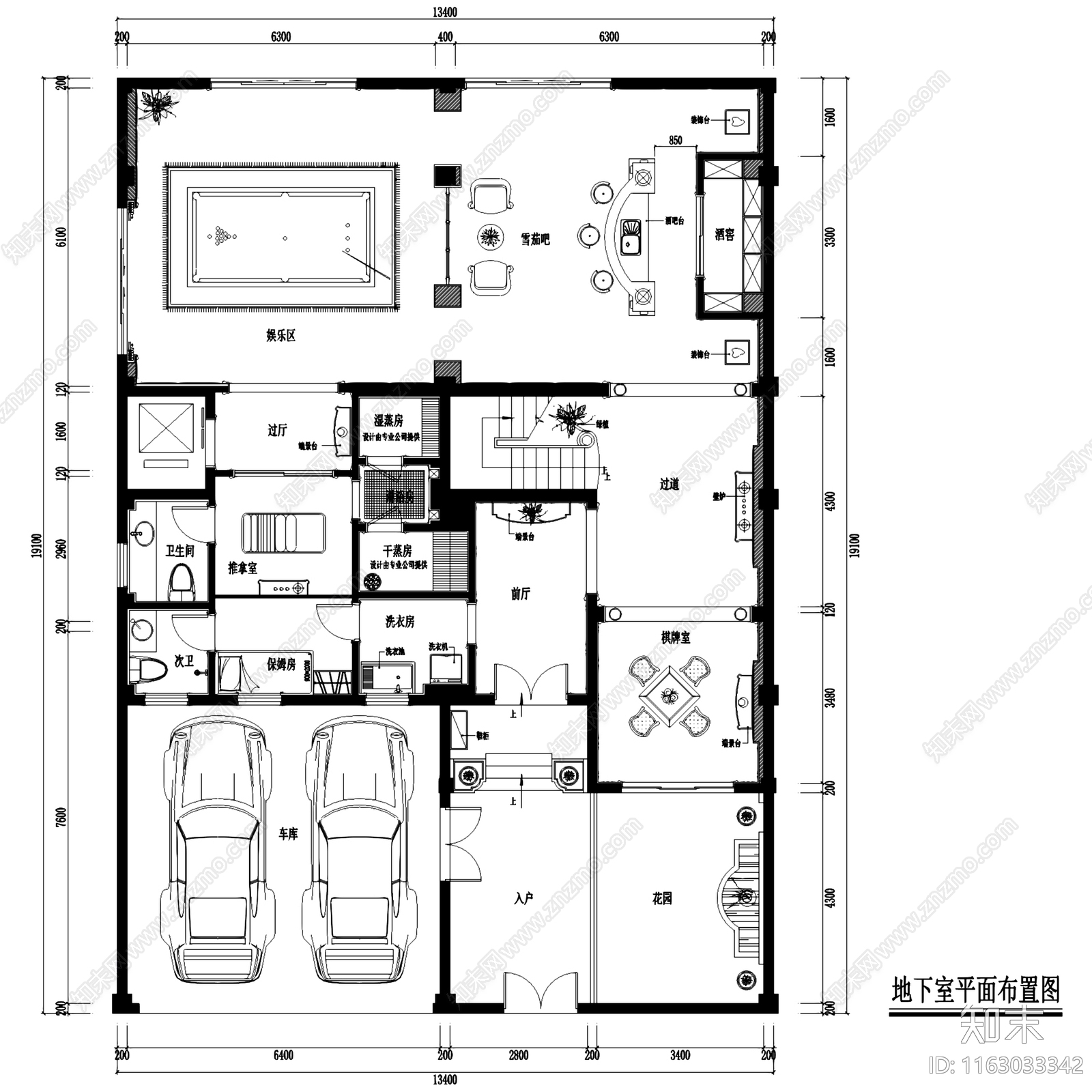 欧式星海湾花园四层别墅室内家装cad施工图下载【ID:1163033342】