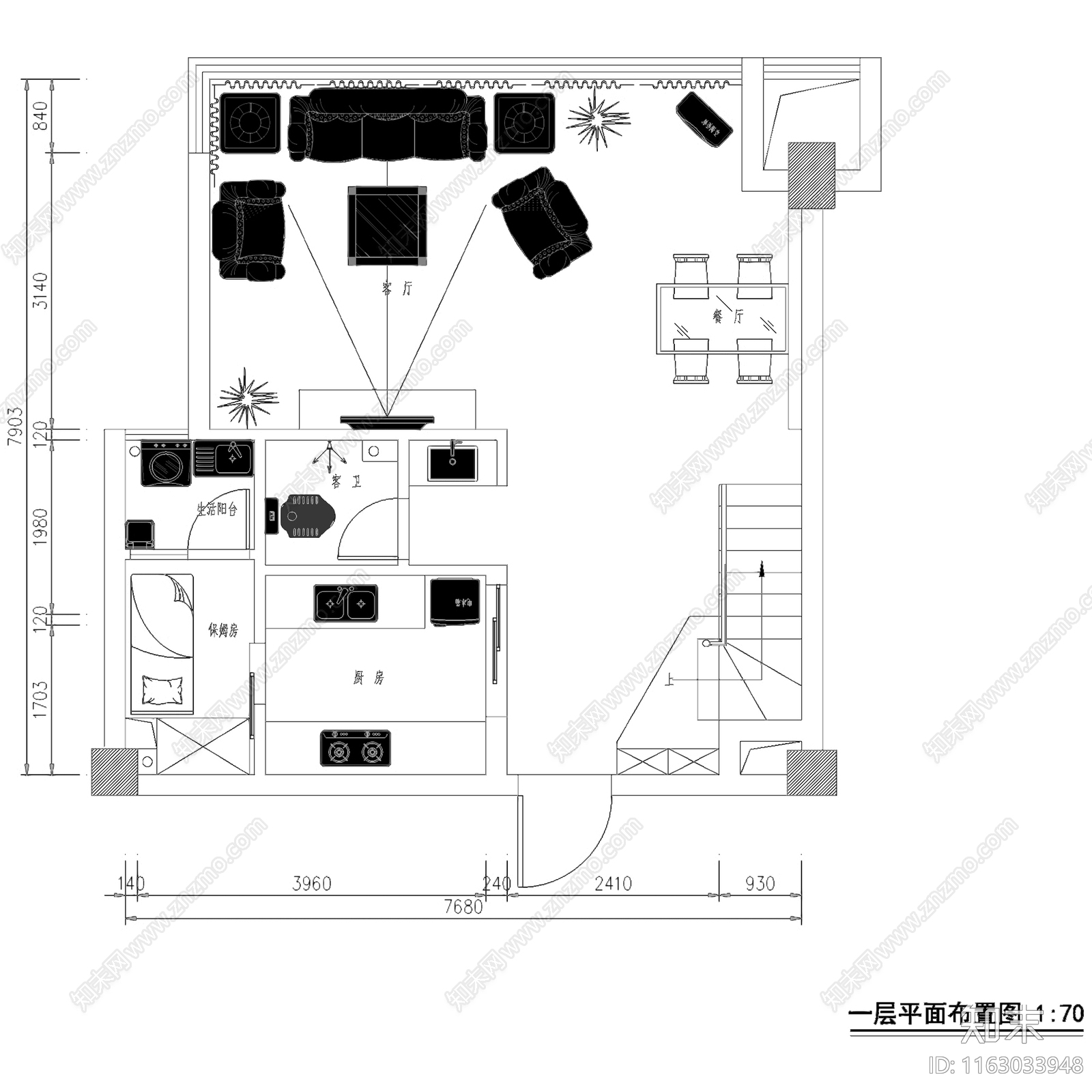 欧式二层别墅室内家装cad施工图下载【ID:1163033948】