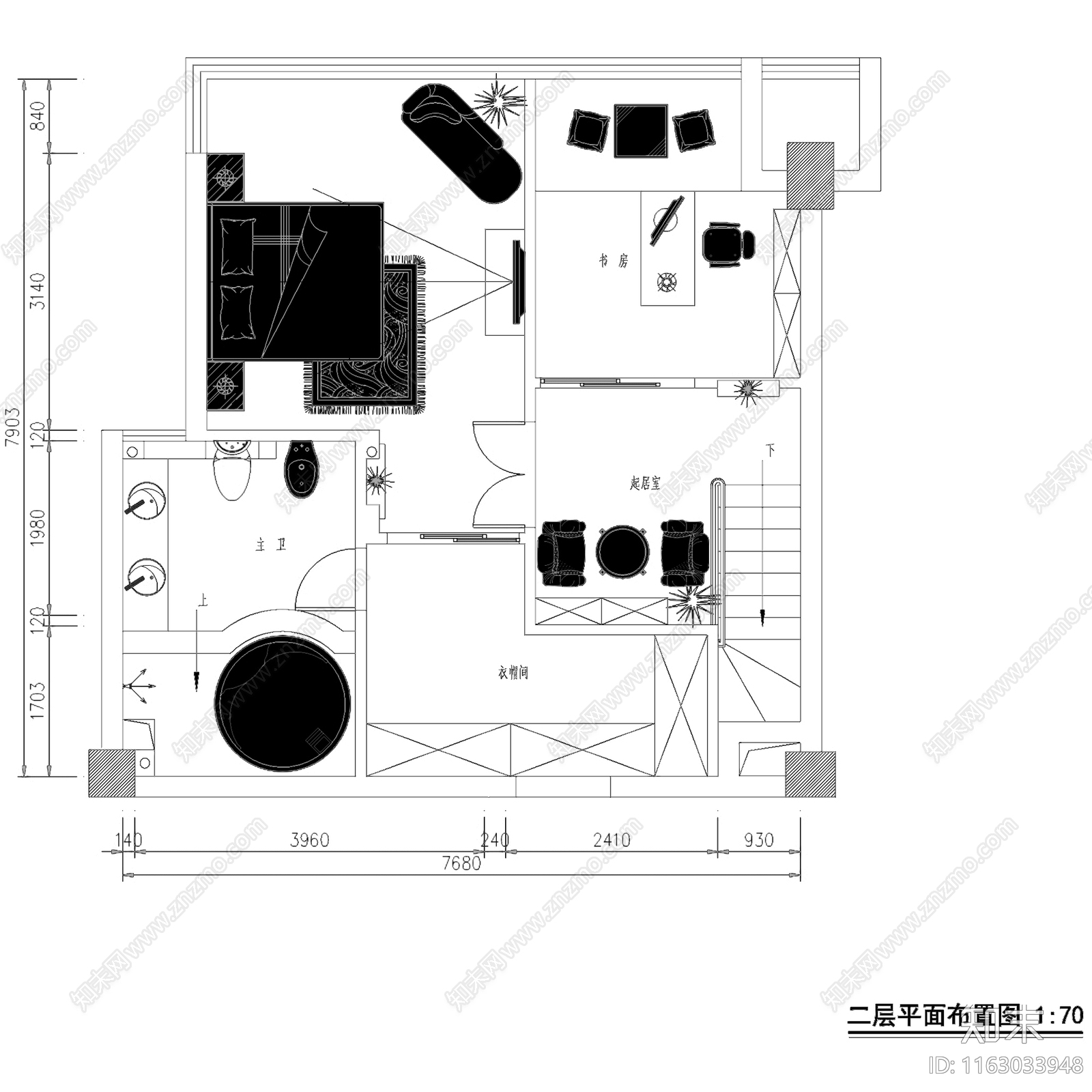 欧式二层别墅室内家装cad施工图下载【ID:1163033948】