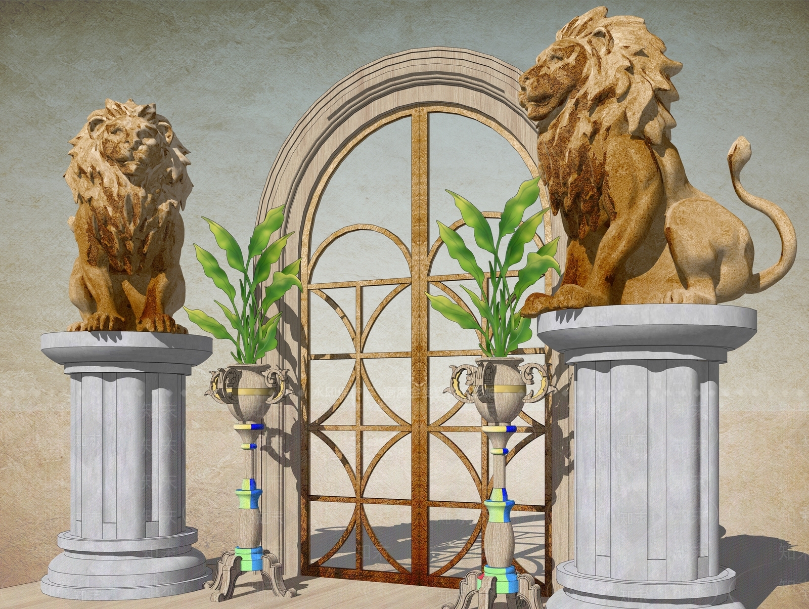 欧式复古雕塑小品SU模型下载【ID:1163041285】