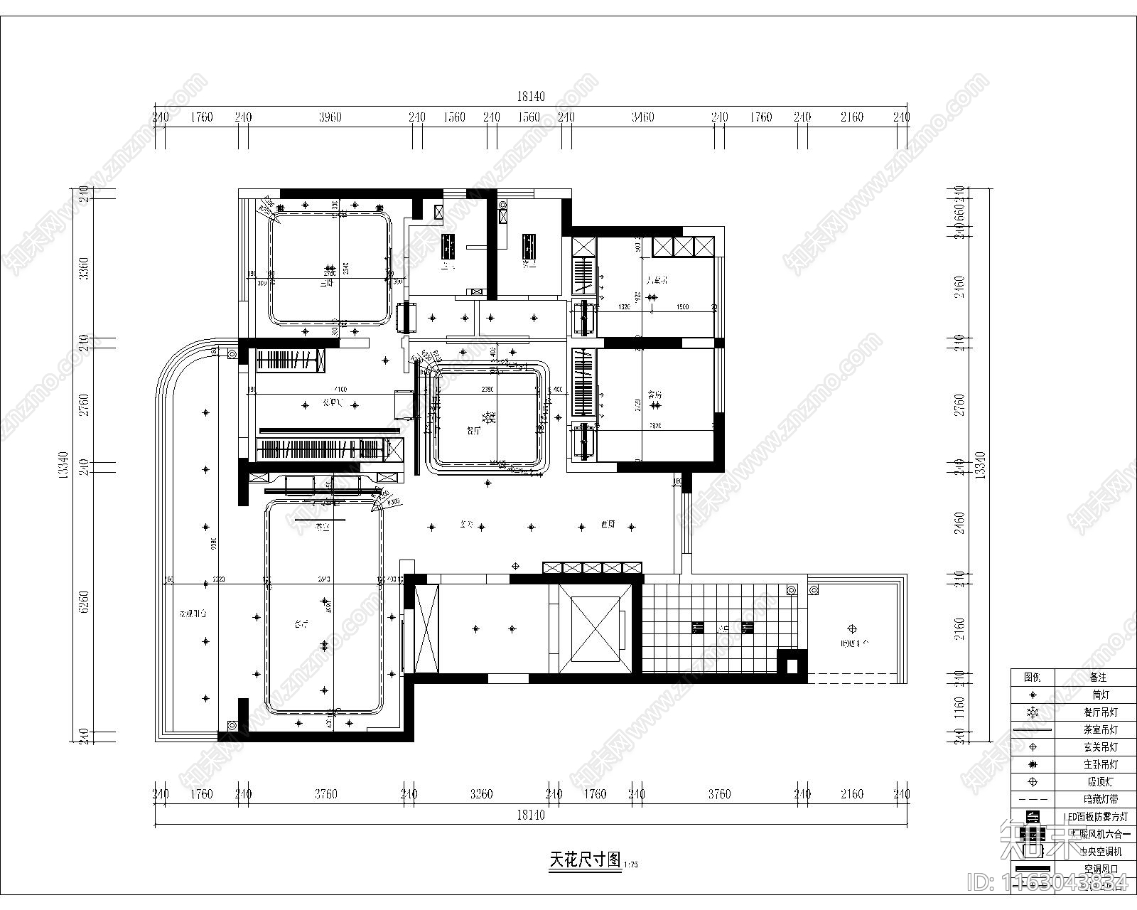 现代轻奢整体家装空间cad施工图下载【ID:1163043834】