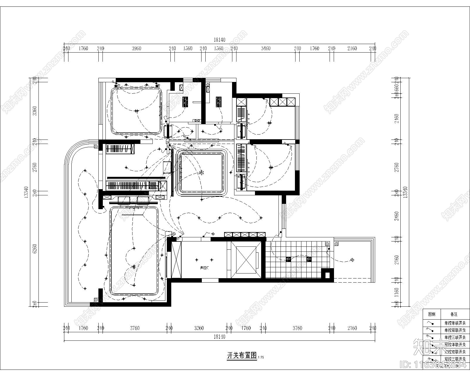 现代轻奢整体家装空间cad施工图下载【ID:1163043834】