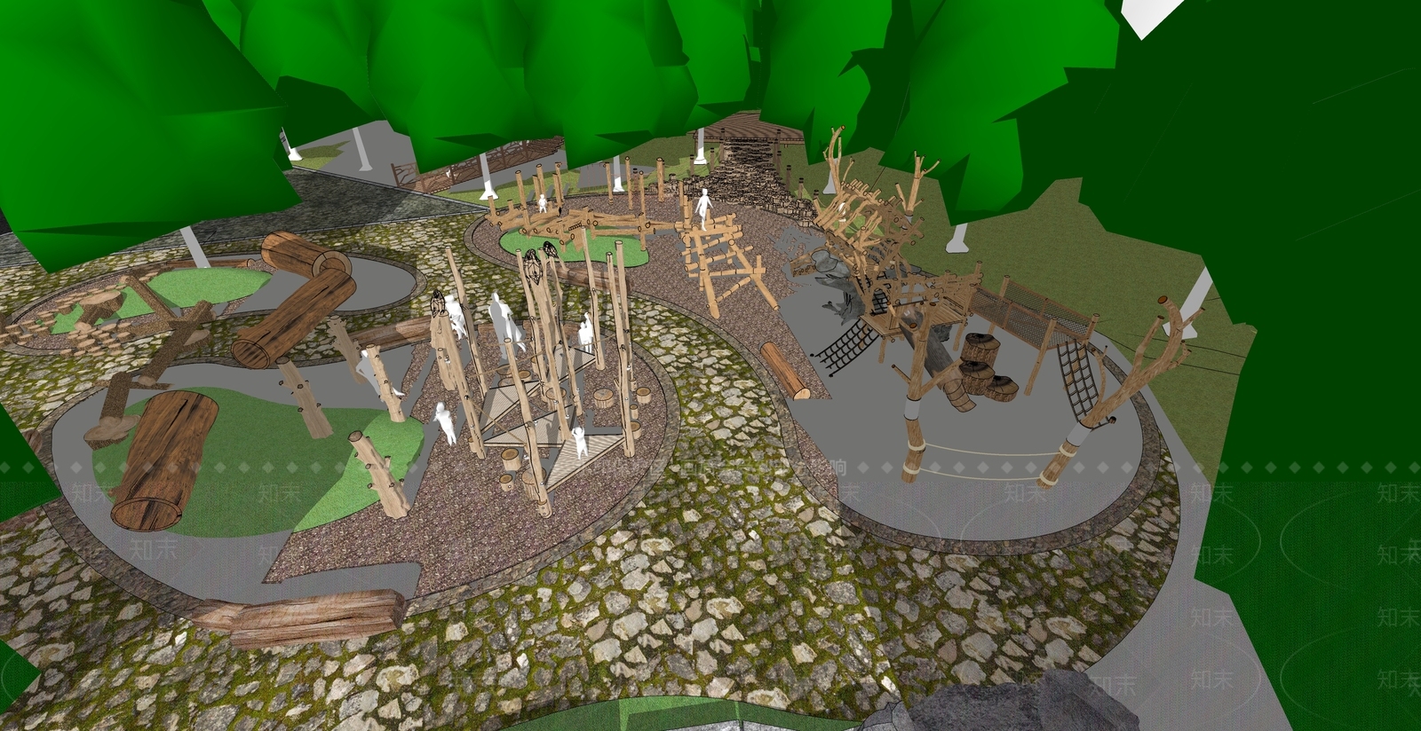 现代景观公园SU模型下载【ID:1163045035】