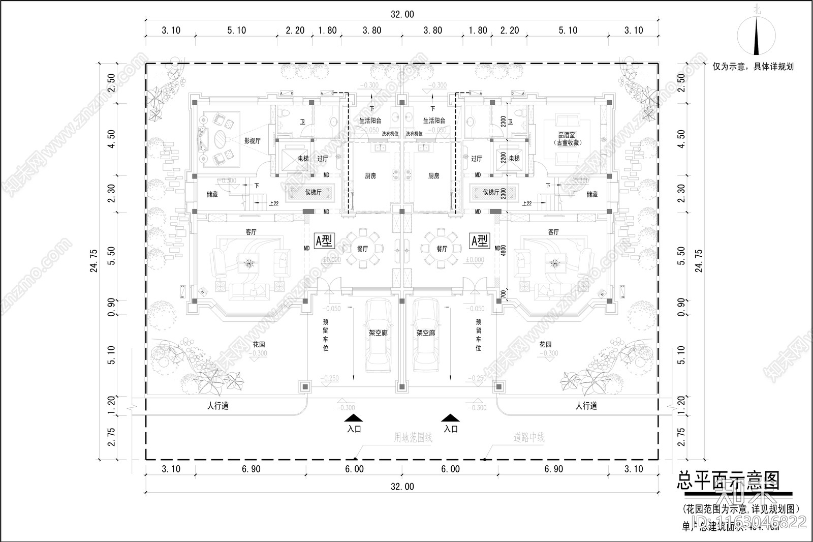 现代简欧别墅建筑施工图下载【ID:1163046822】