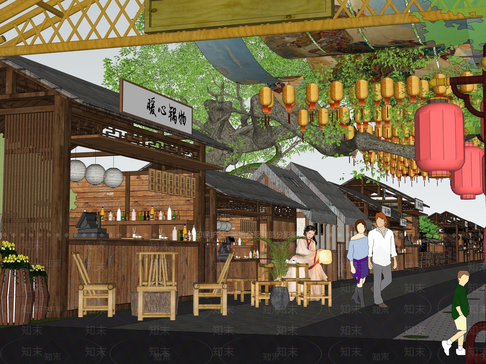 中式新中式古建筑SU模型下载【ID:1163050211】