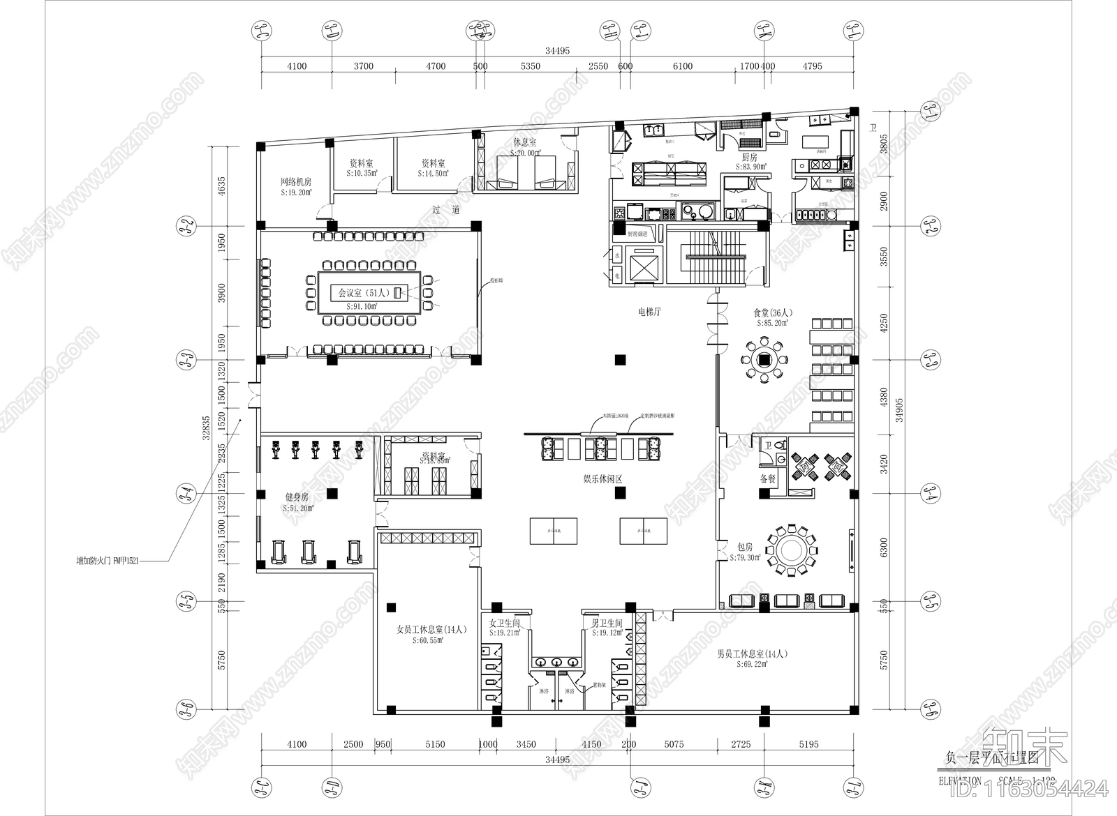 现代办公室cad施工图下载【ID:1163054424】