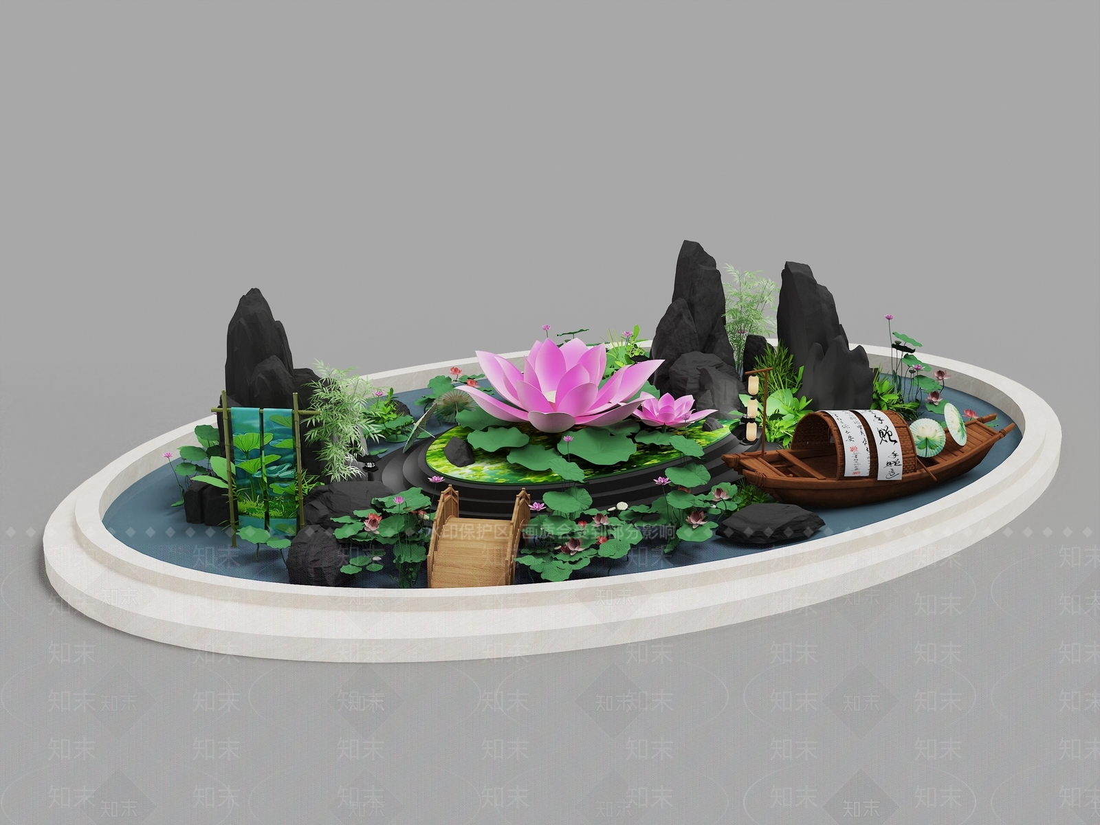 新中式中式水景SU模型下载【ID:1163057200】