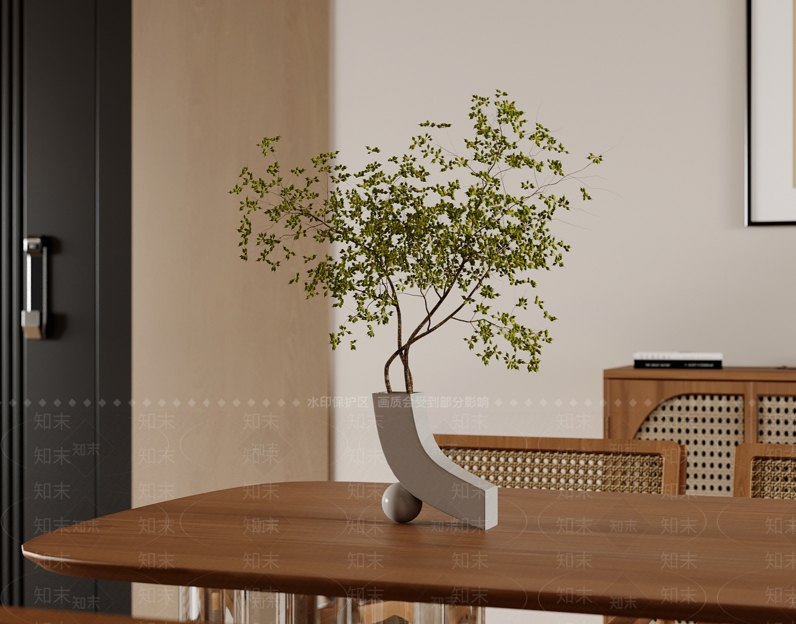 现代侘寂花艺3D模型下载【ID:1163059503】