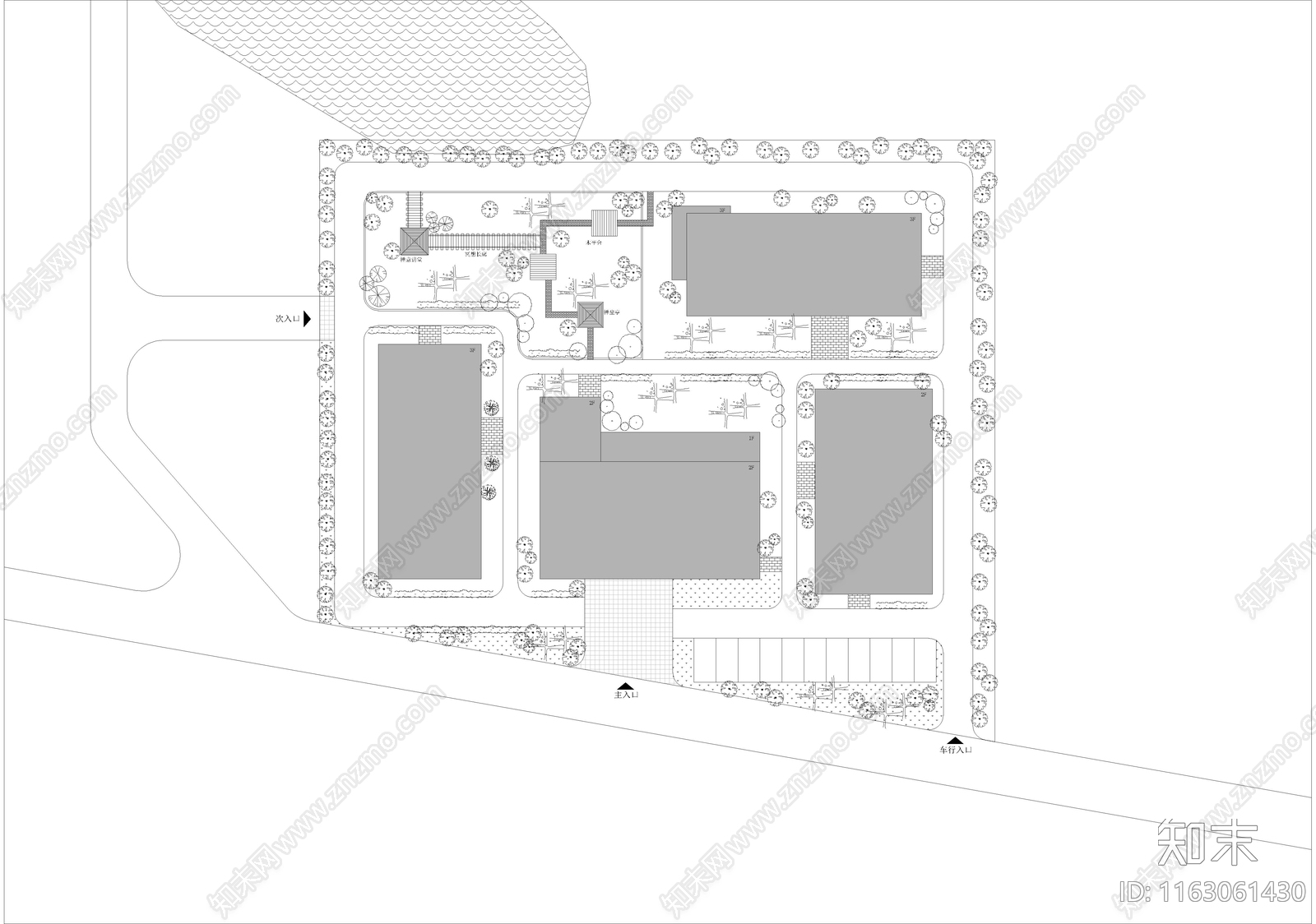 中式现代民宿建筑cad施工图下载【ID:1163061430】