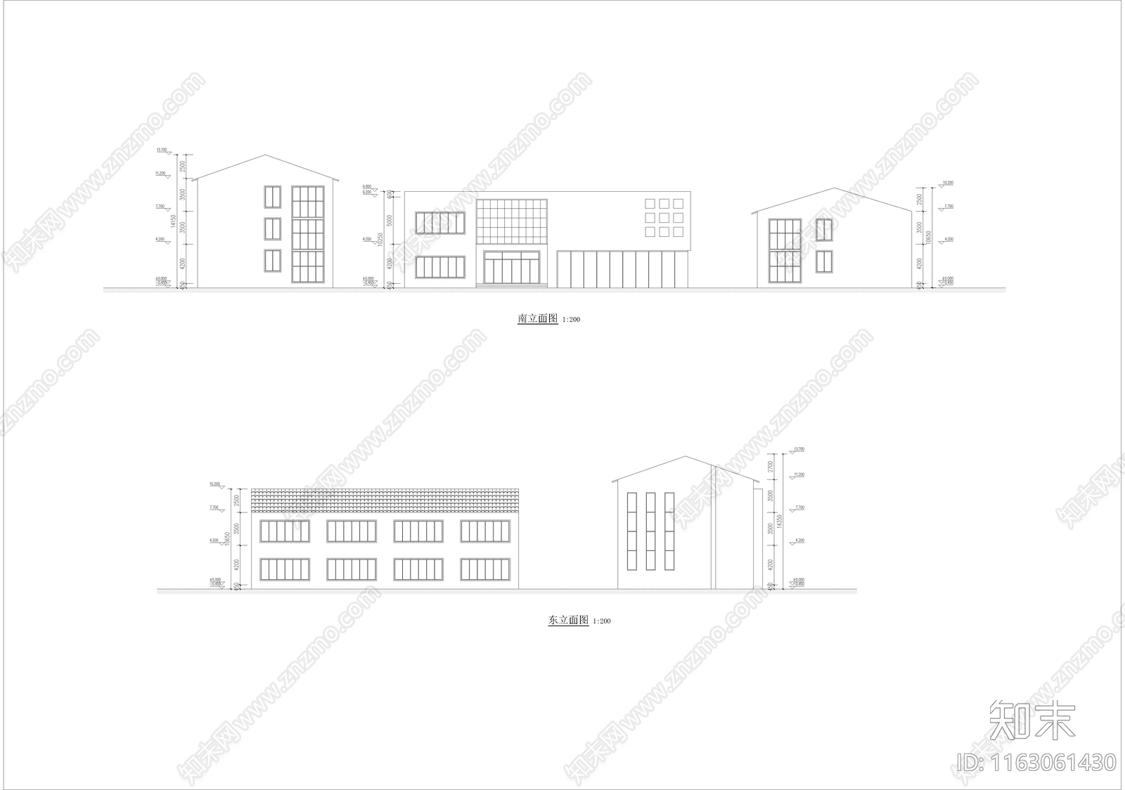 中式现代民宿建筑cad施工图下载【ID:1163061430】