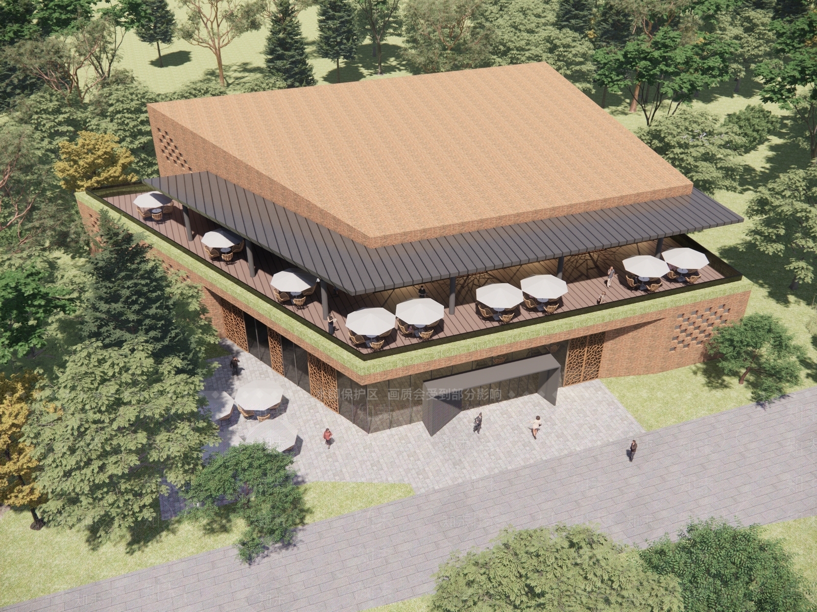 现代新中式餐饮建筑SU模型下载【ID:1163063771】