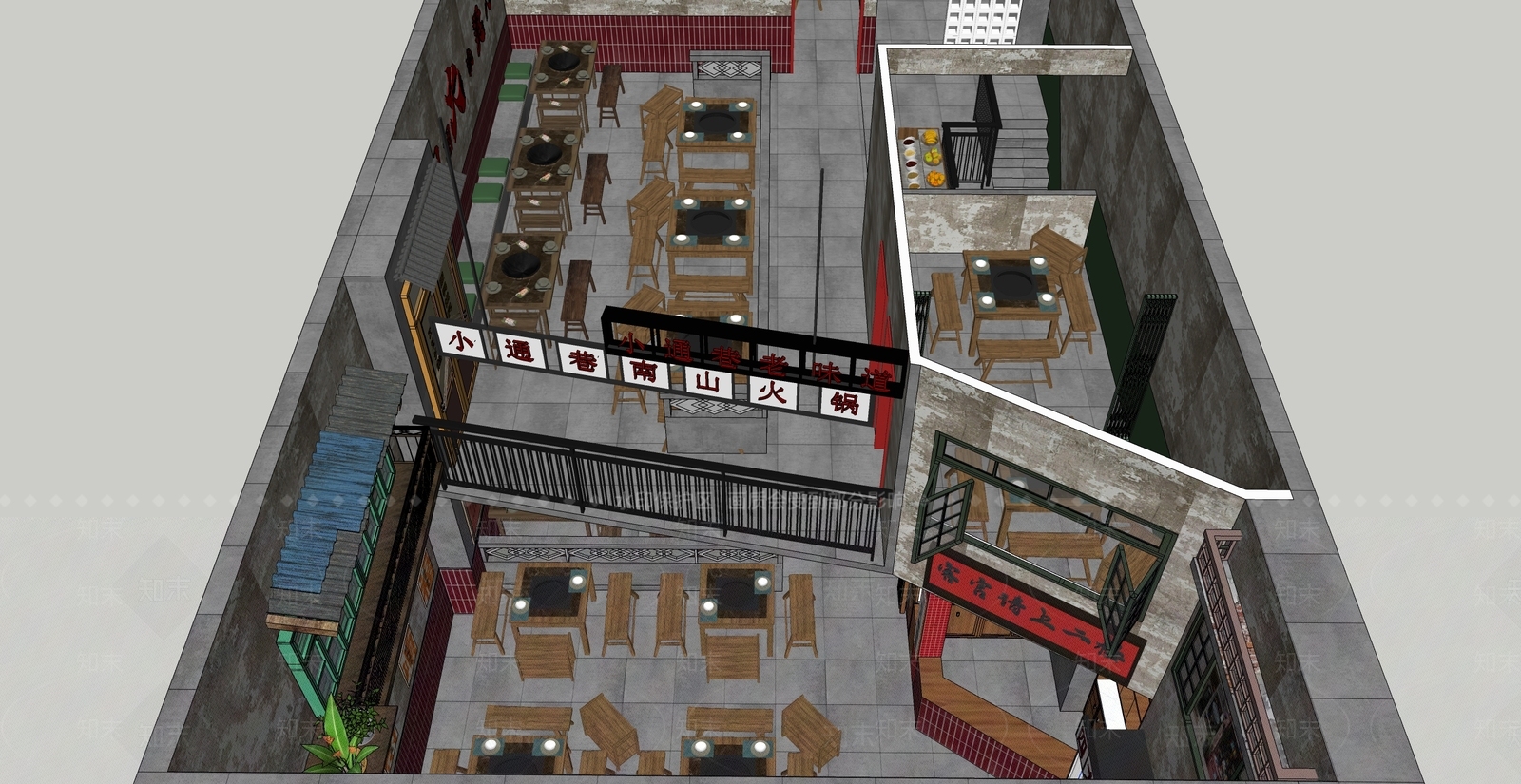 复古工业火锅店SU模型下载【ID:1163065100】