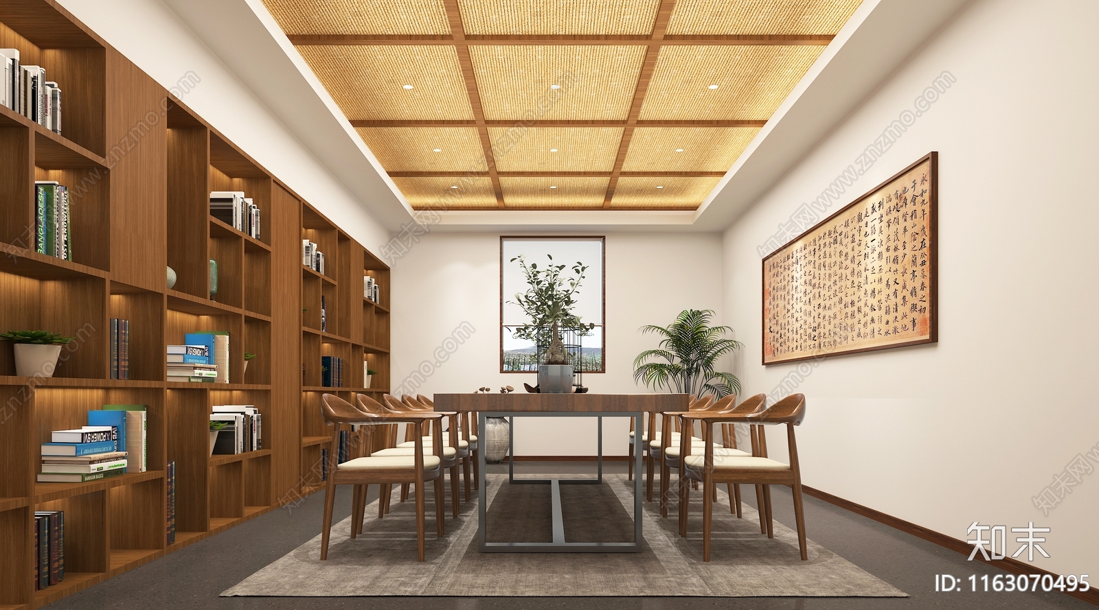 新中式现代党建室3D模型下载【ID:1163070495】