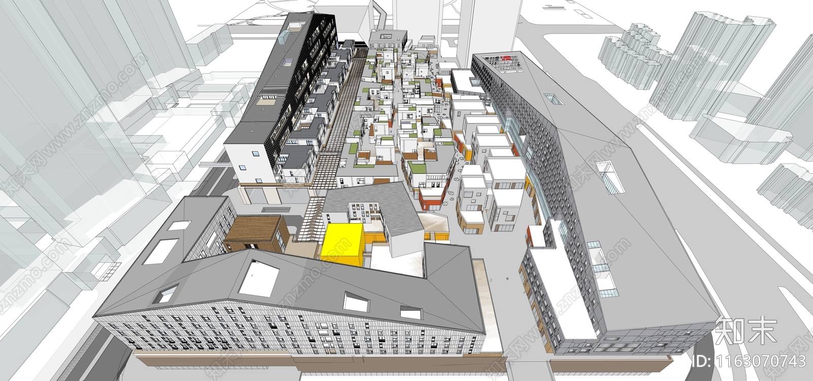 现代商业街SU模型下载【ID:1163070743】
