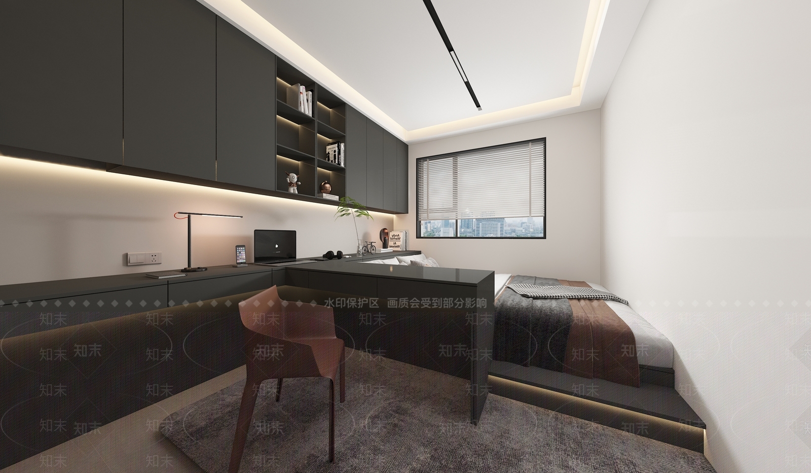 现代榻榻米卧室3D模型下载【ID:1163073282】