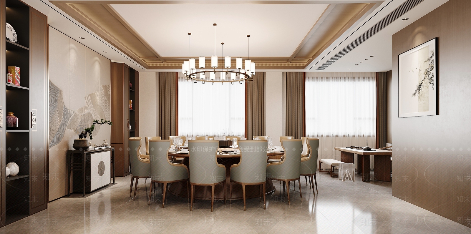 中式新中式包厢3D模型下载【ID:1163073941】