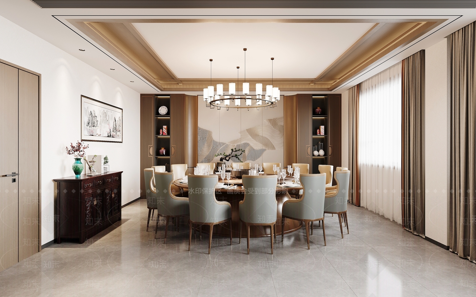 中式新中式包厢3D模型下载【ID:1163073941】