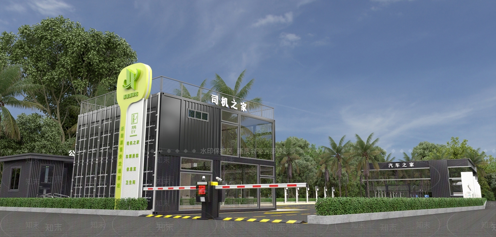 现代户外停车场3D模型下载【ID:1163078591】
