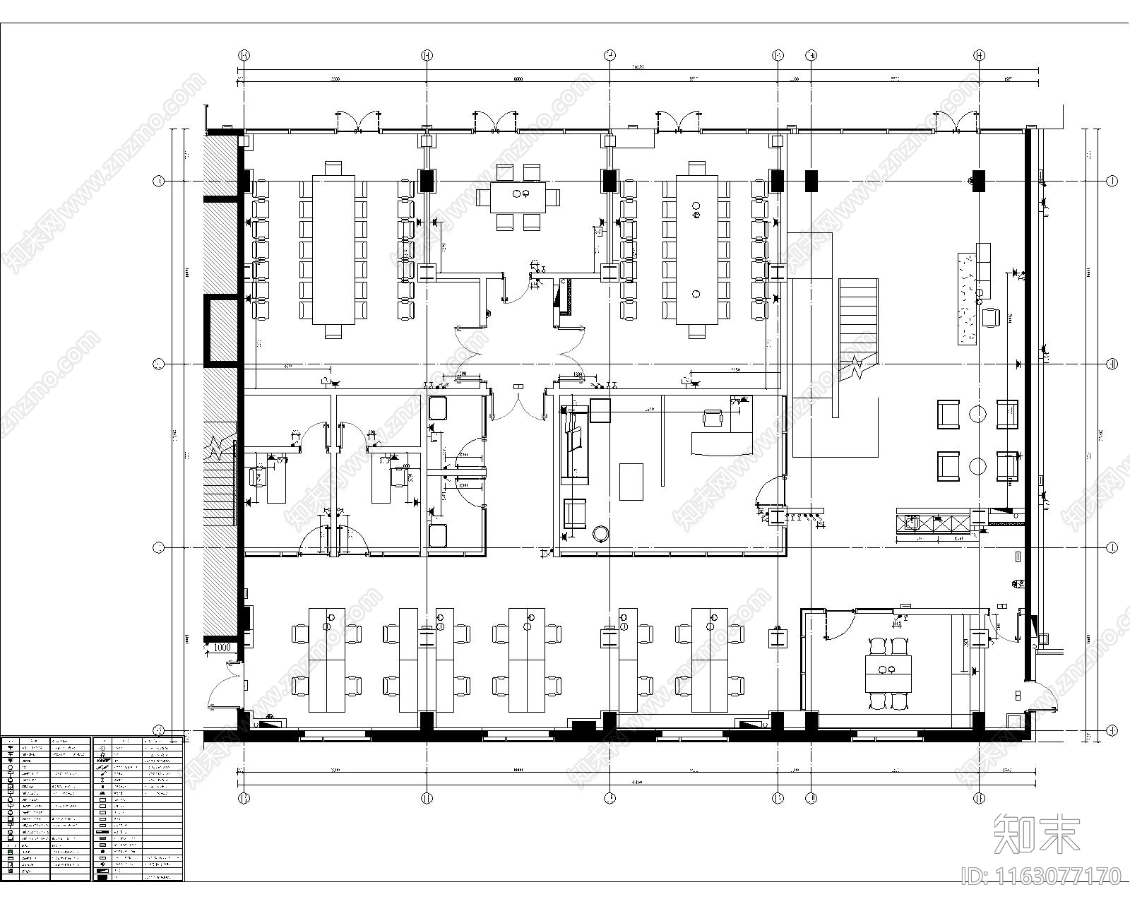 现代整体办公空间cad施工图下载【ID:1163077170】