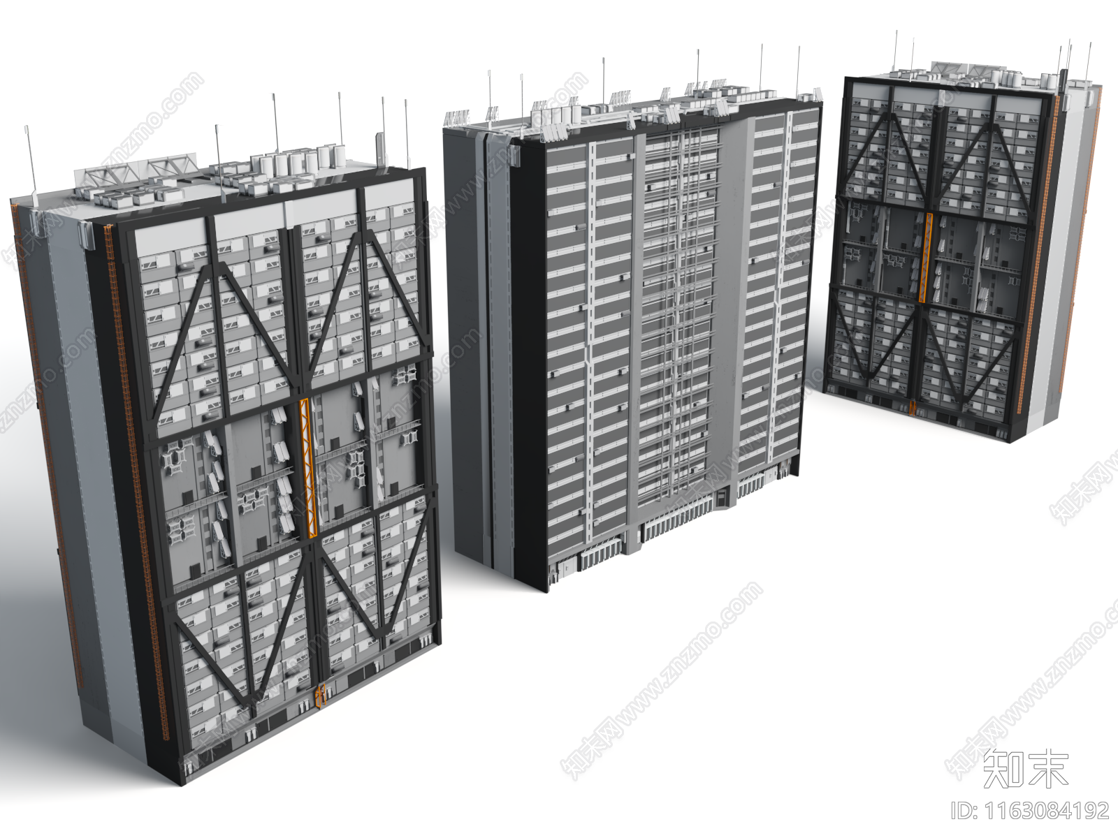 现代高层住宅3D模型下载【ID:1163084192】