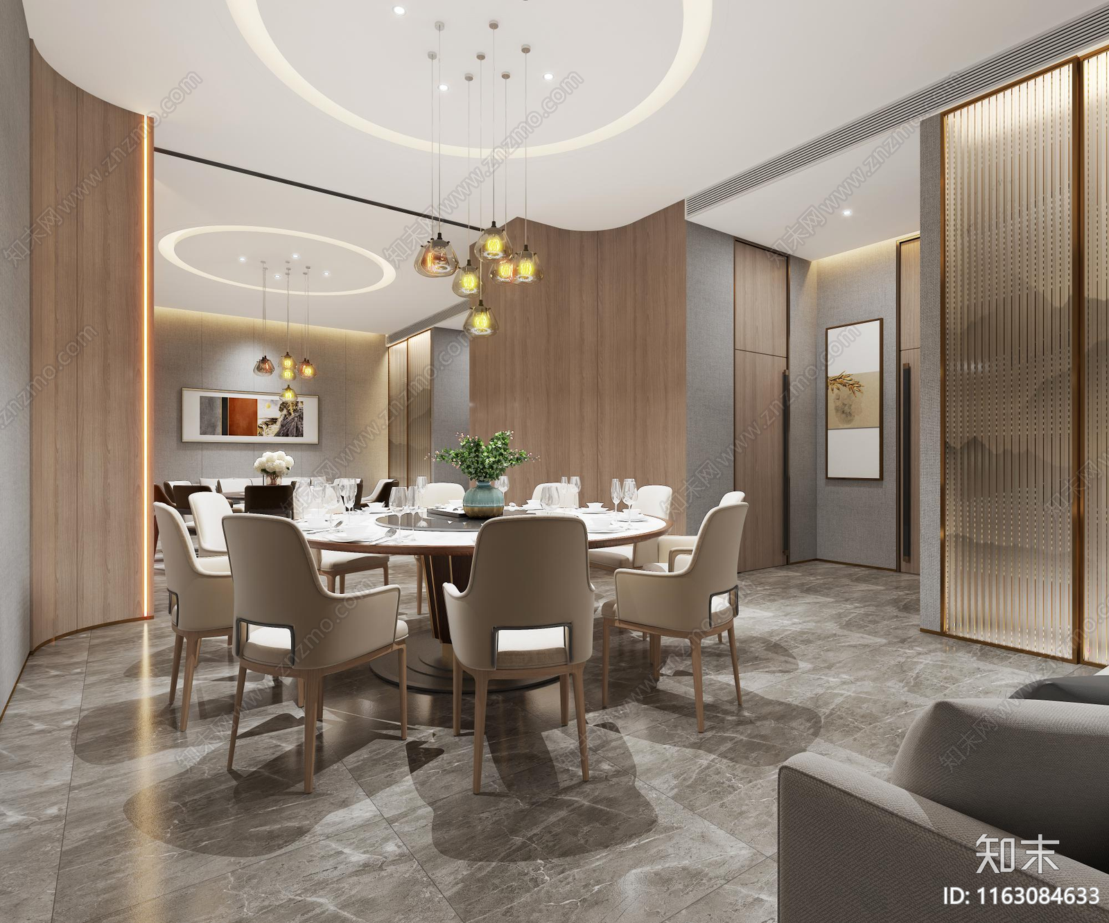 现代中餐厅cad施工图下载【ID:1163084633】