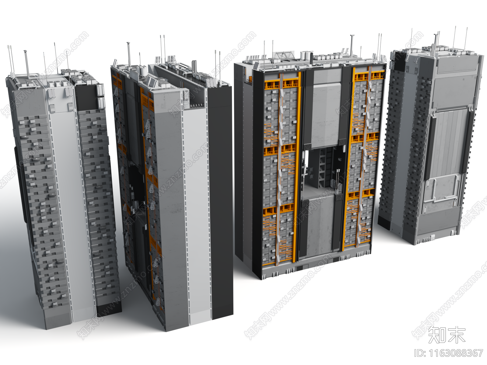 现代高层住宅3D模型下载【ID:1163088367】