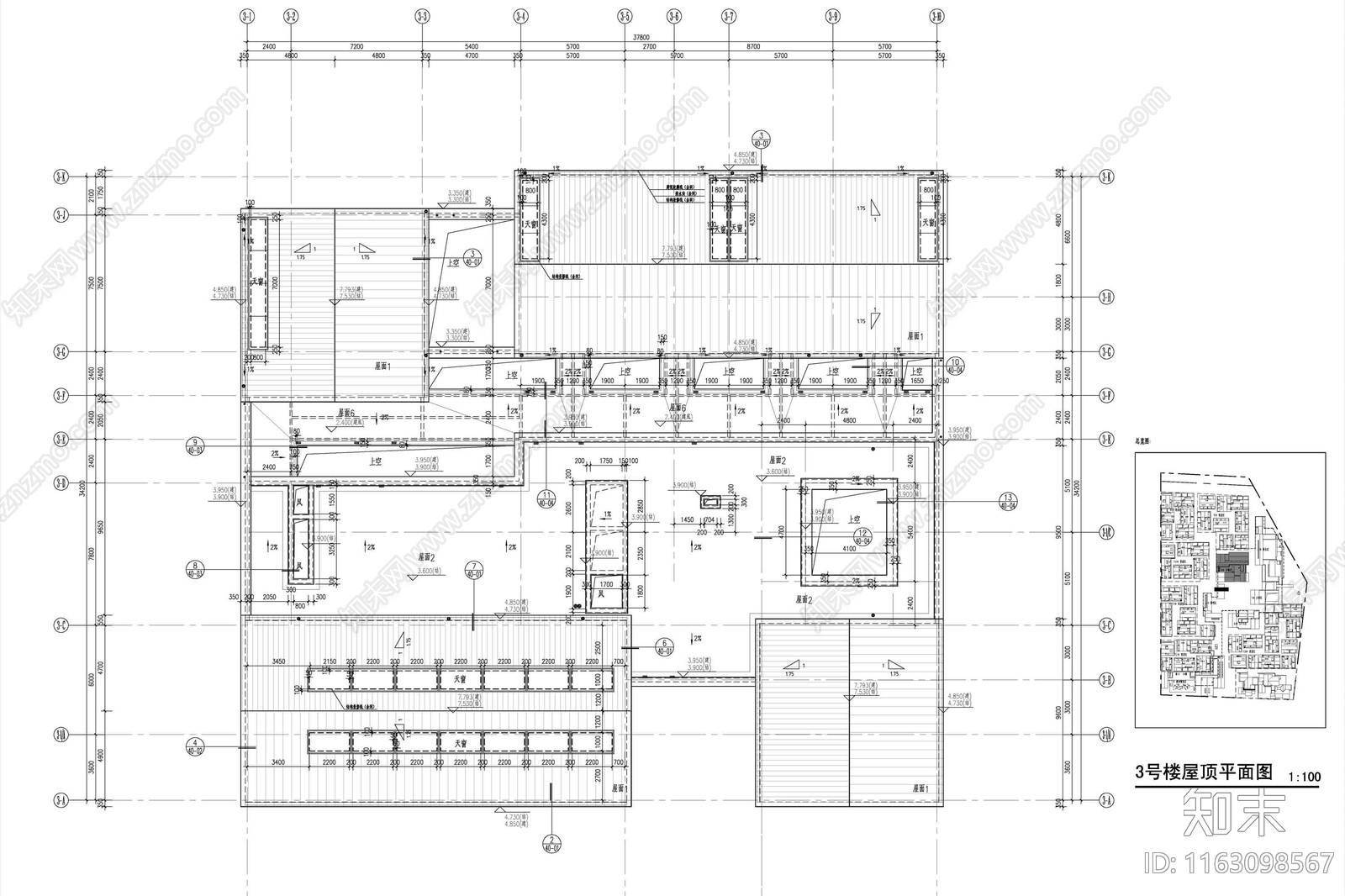 新中式民宿建筑cad施工图下载【ID:1163098567】