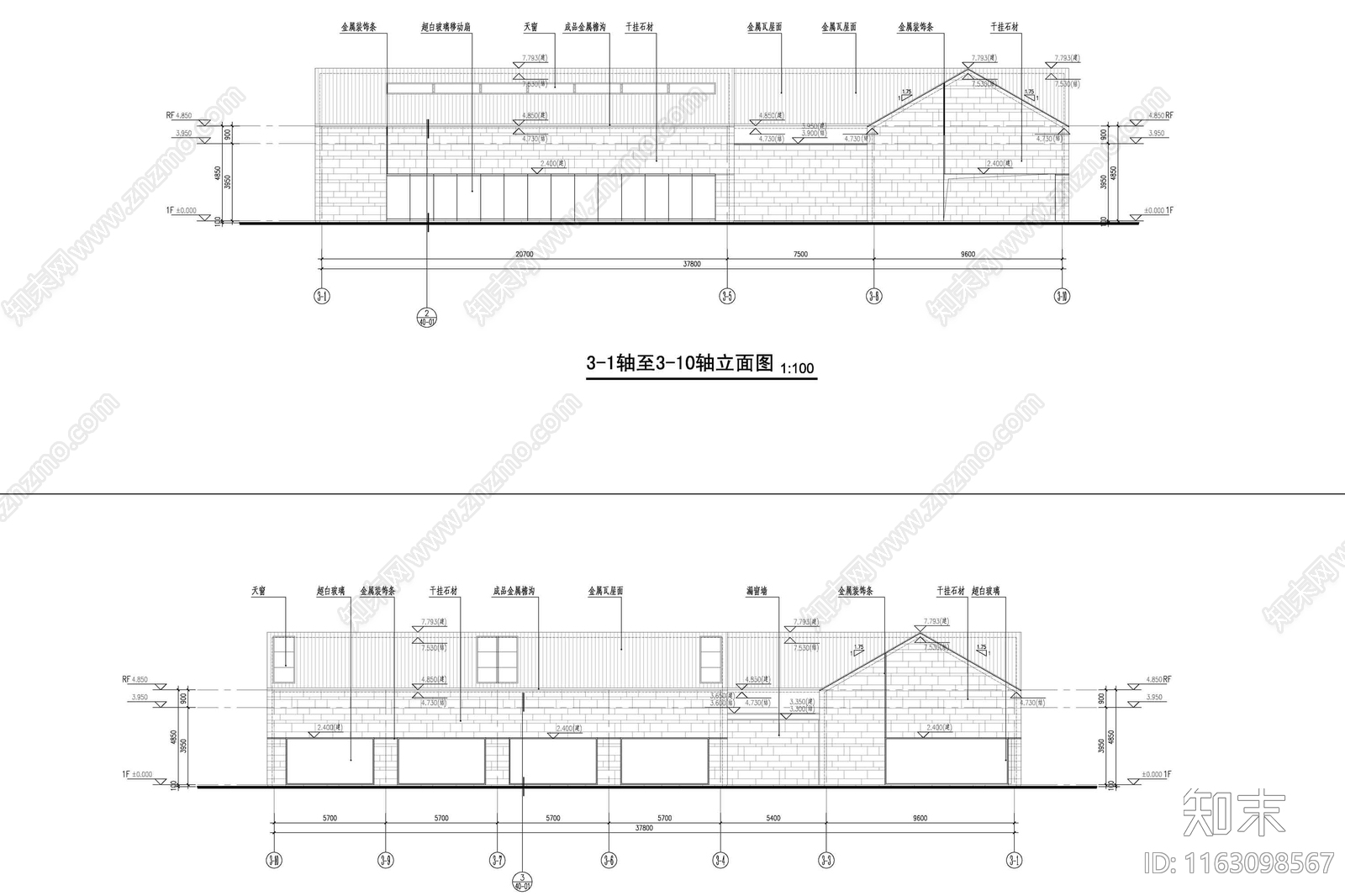 新中式民宿建筑cad施工图下载【ID:1163098567】