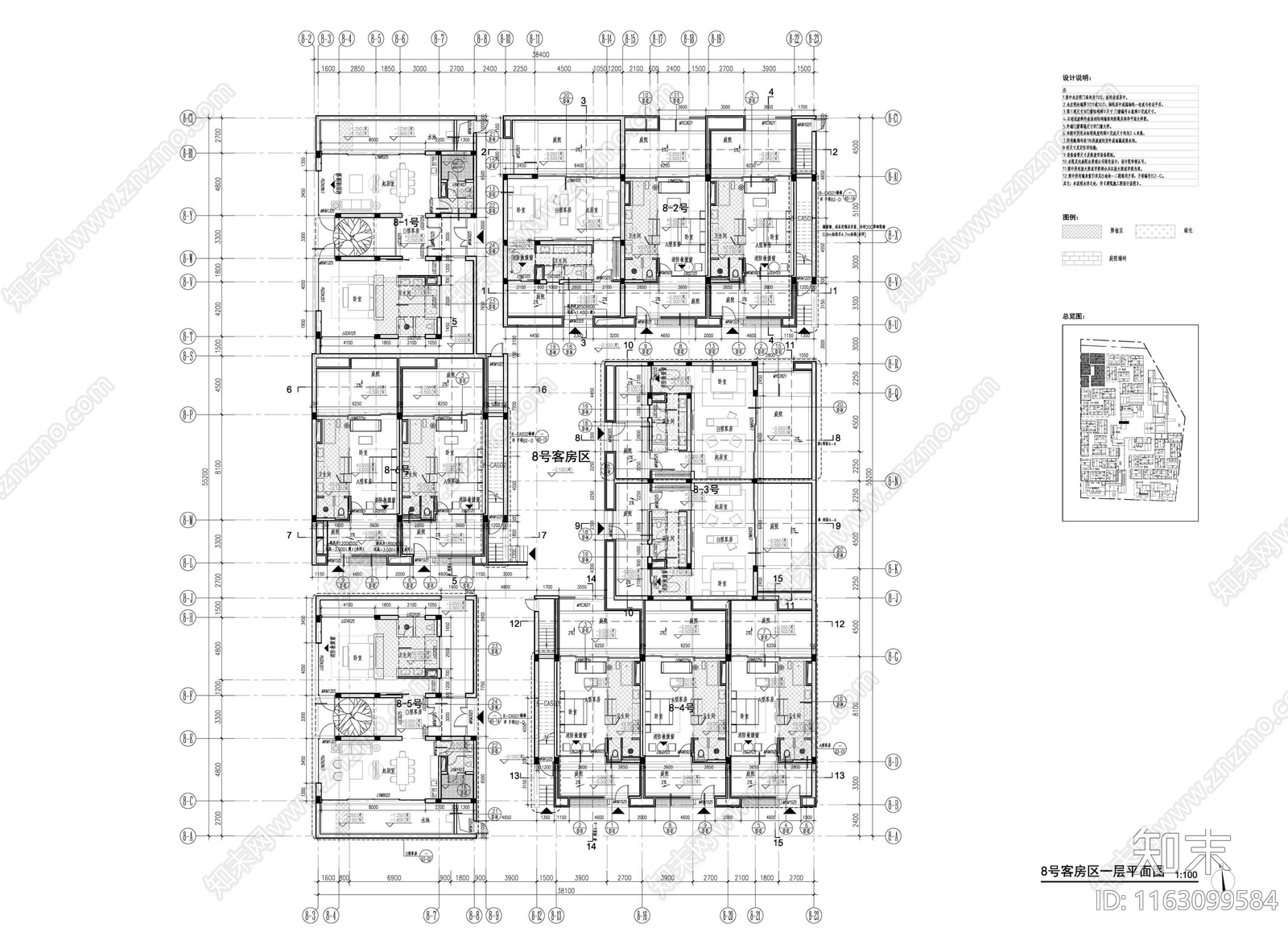 新中式民宿建筑cad施工图下载【ID:1163099584】