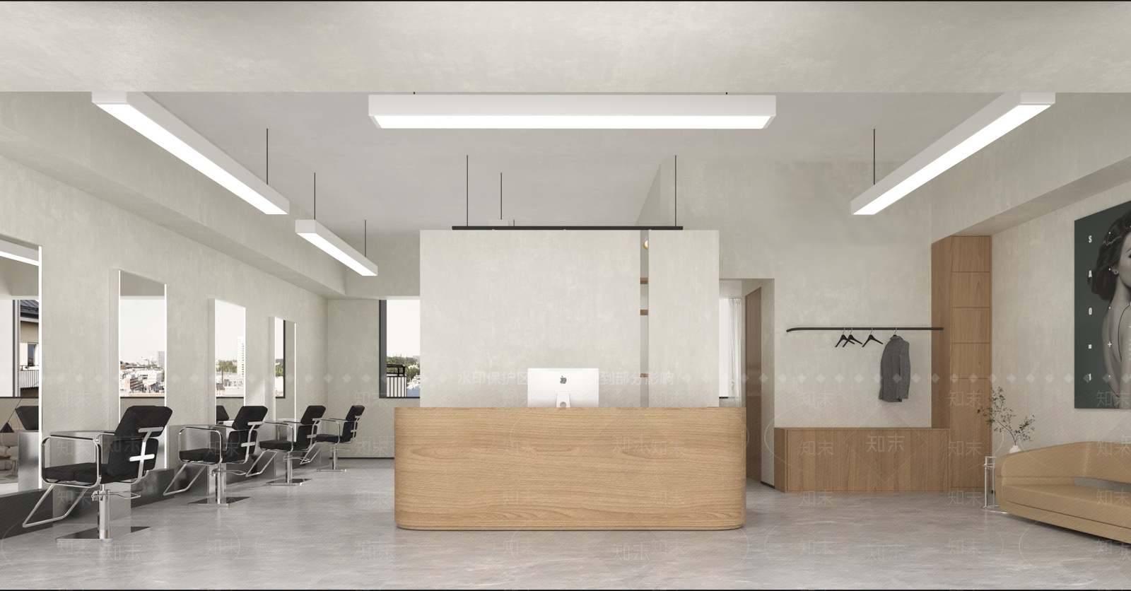 简约原木美发店3D模型下载【ID:1163107406】