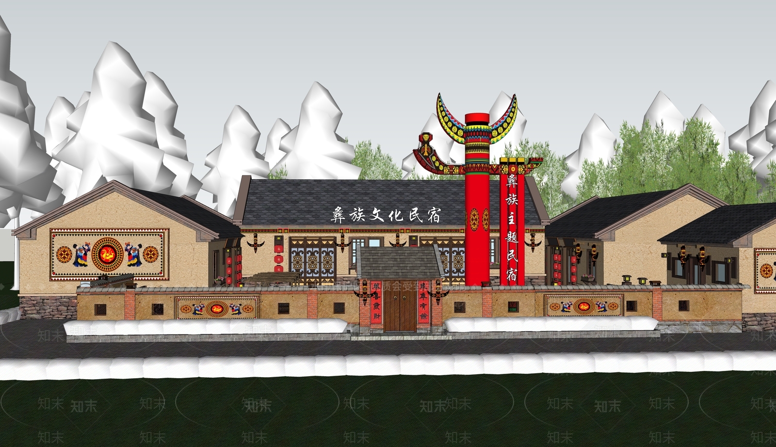 中式乡村民房SU模型下载【ID:1163106718】