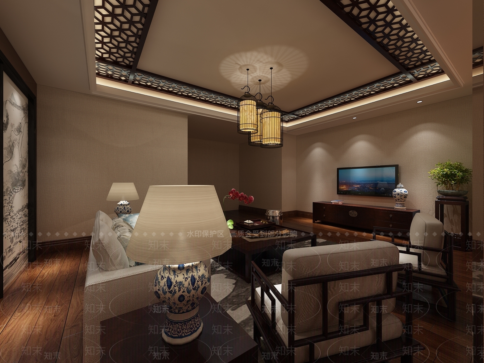 新中式包厢3D模型下载【ID:1163106934】