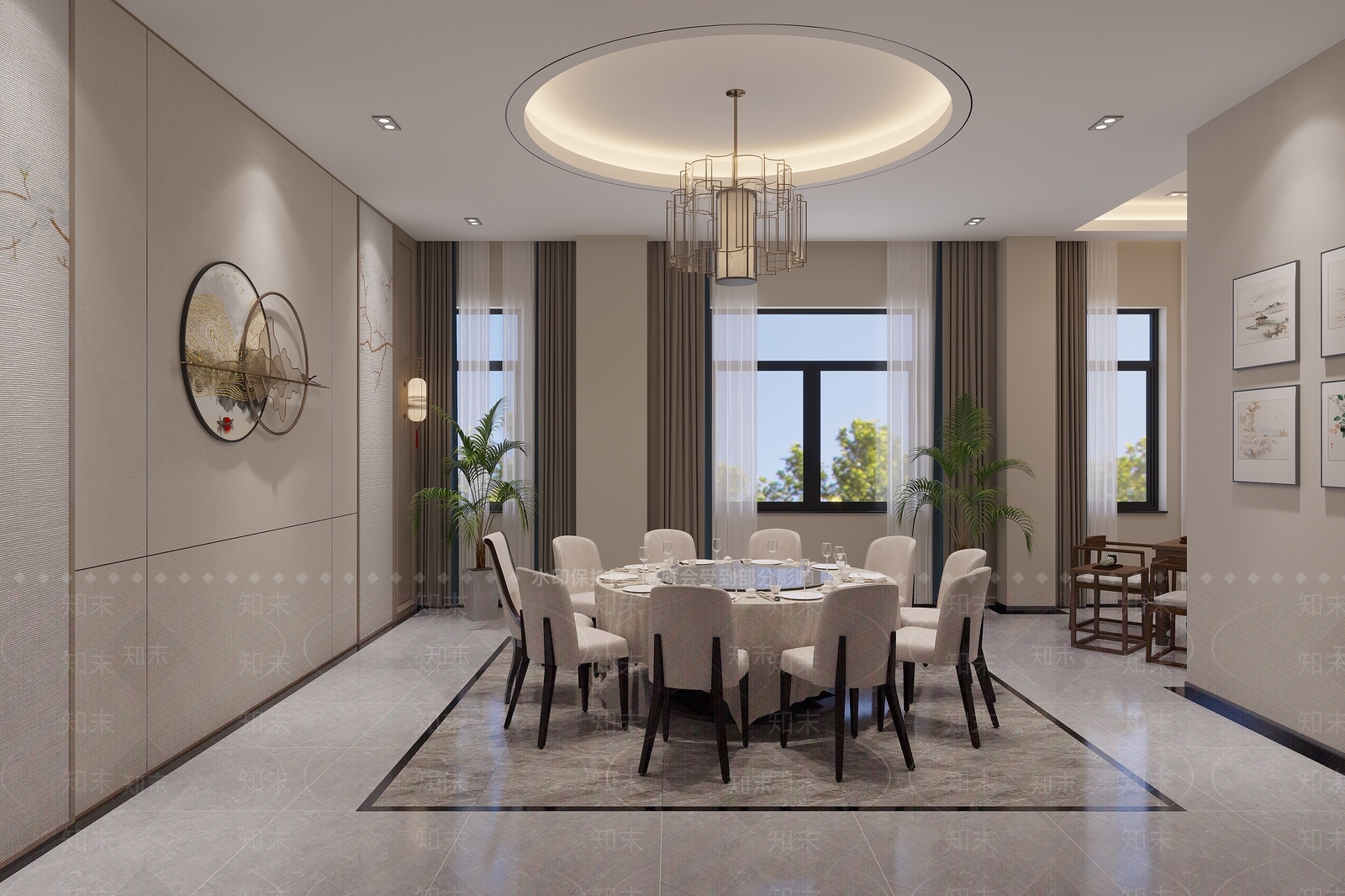 新中式中式包厢3D模型下载【ID:1163109410】