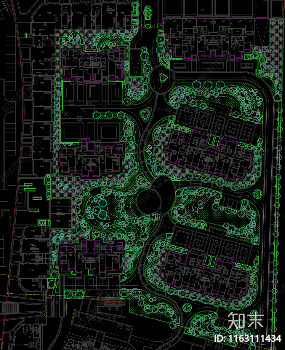 现代新中式小区景观施工图下载【ID:1163111434】