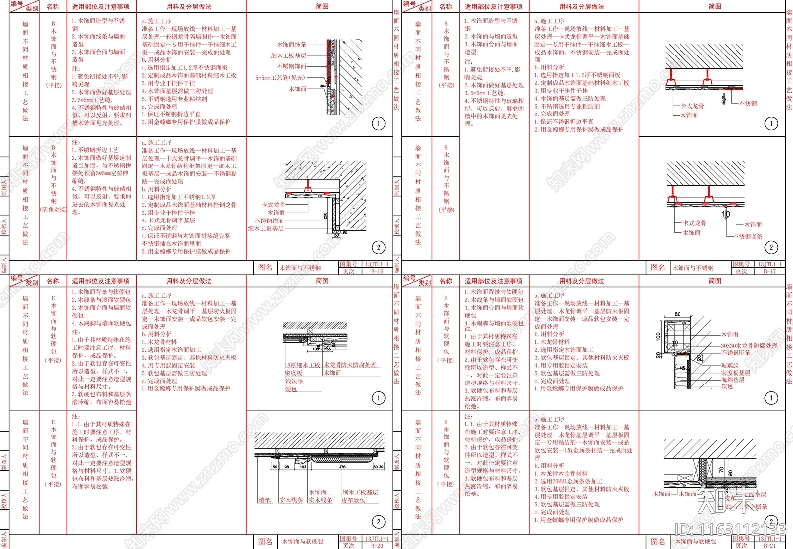 现代墙面节点cad施工图下载【ID:1163112133】