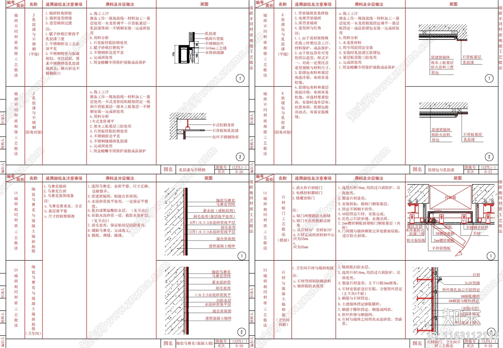 现代墙面节点cad施工图下载【ID:1163112133】