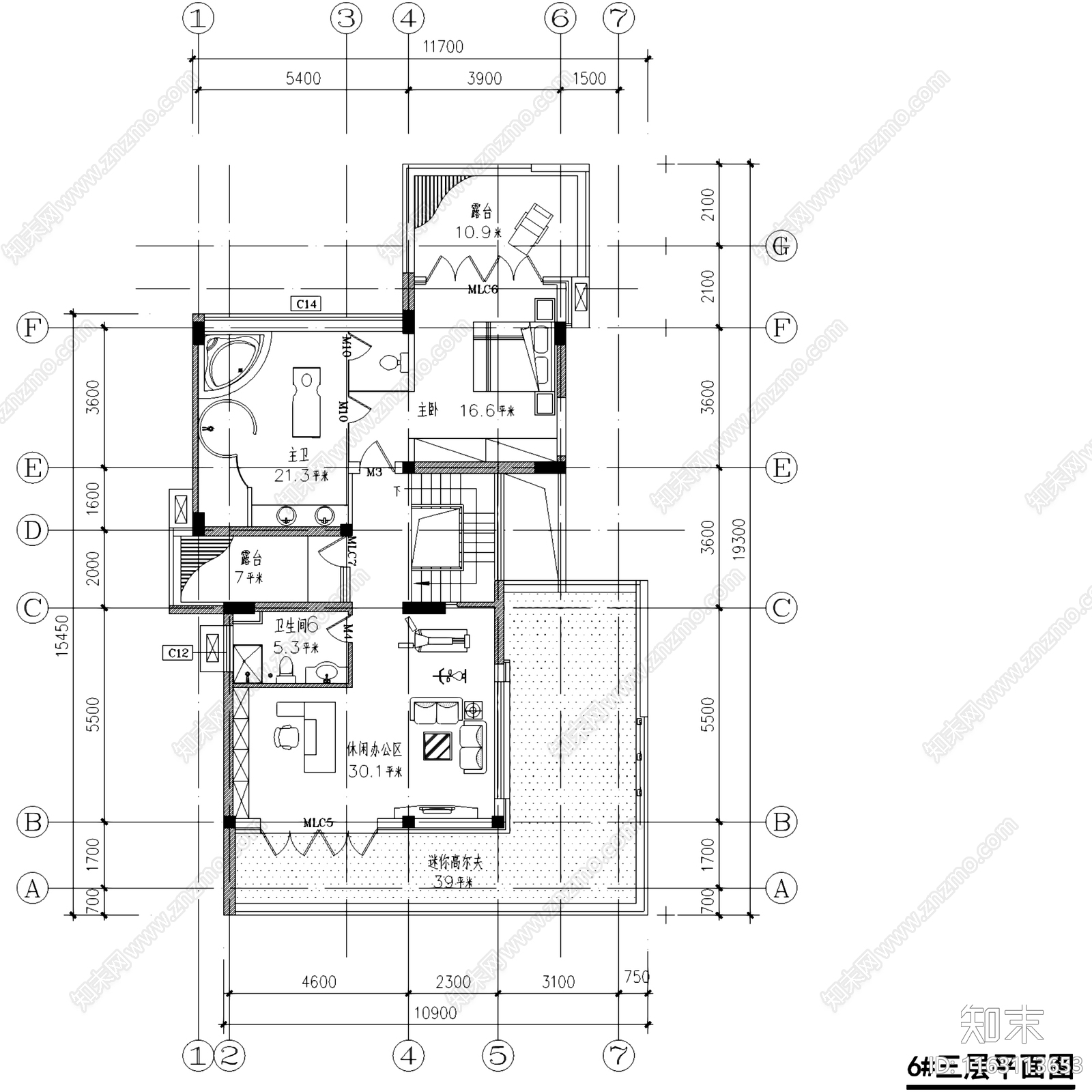 欧式复古古典三层别墅室内家装cad施工图下载【ID:1163113653】